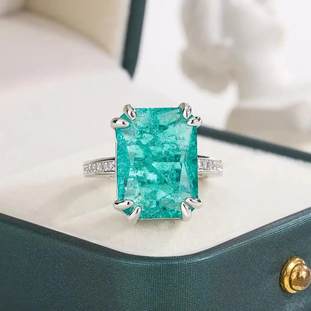 Anillo de moissanita azul verdosa exquisito – imagen 2