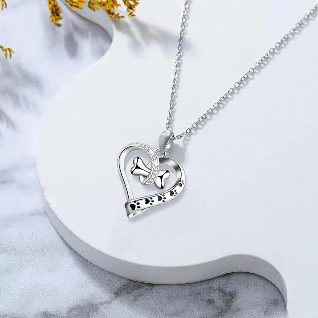 Set de joyería con corazón y hueso para amantes de las mascotas – imagen 2