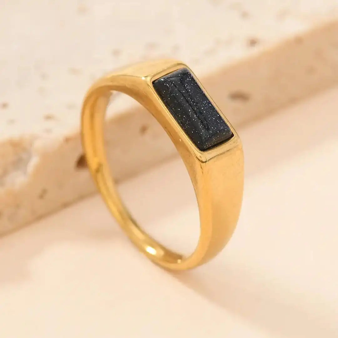 Anillos de oro elegantes con piedra preciosa rectangular – imagen 7