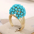 Anillo bohemio multicapa con cuentas de piedra turquesa