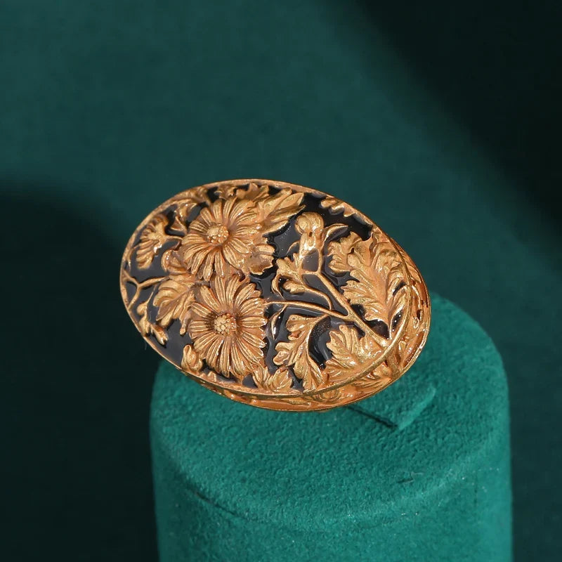 Anillo Art Déco floral grabado – imagen 2