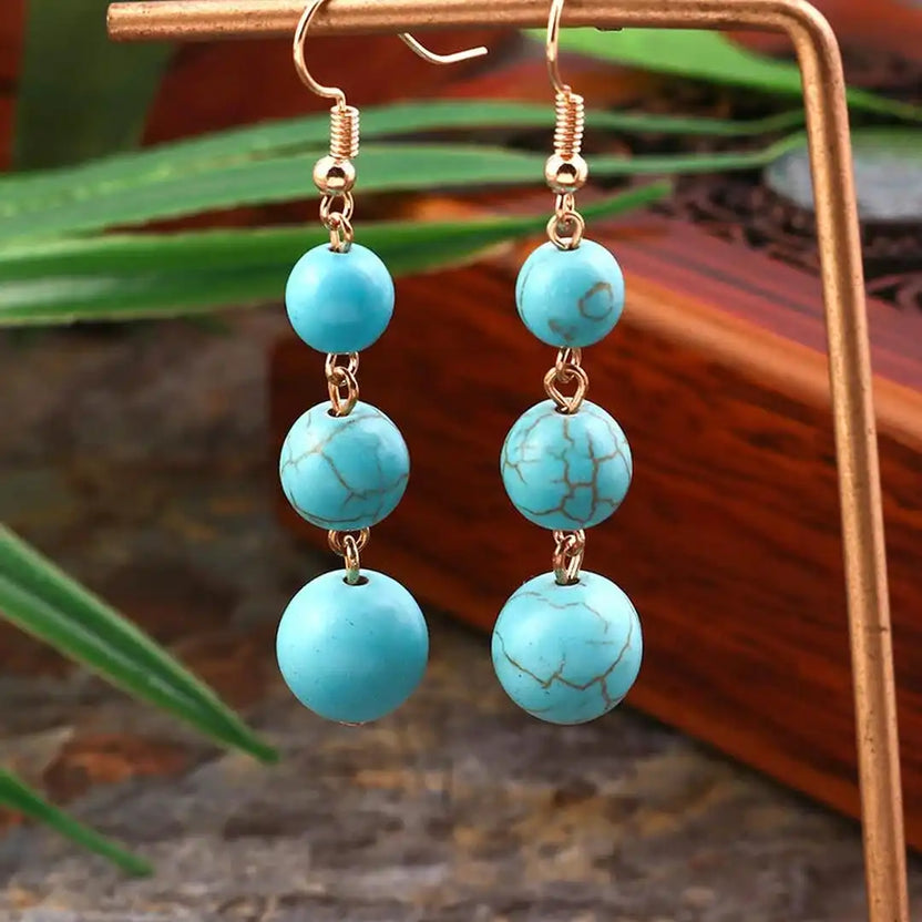 Pendientes colgantes de turquesa con esfera