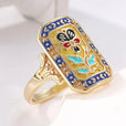 Anillo floral vintage de esmalte llamativo