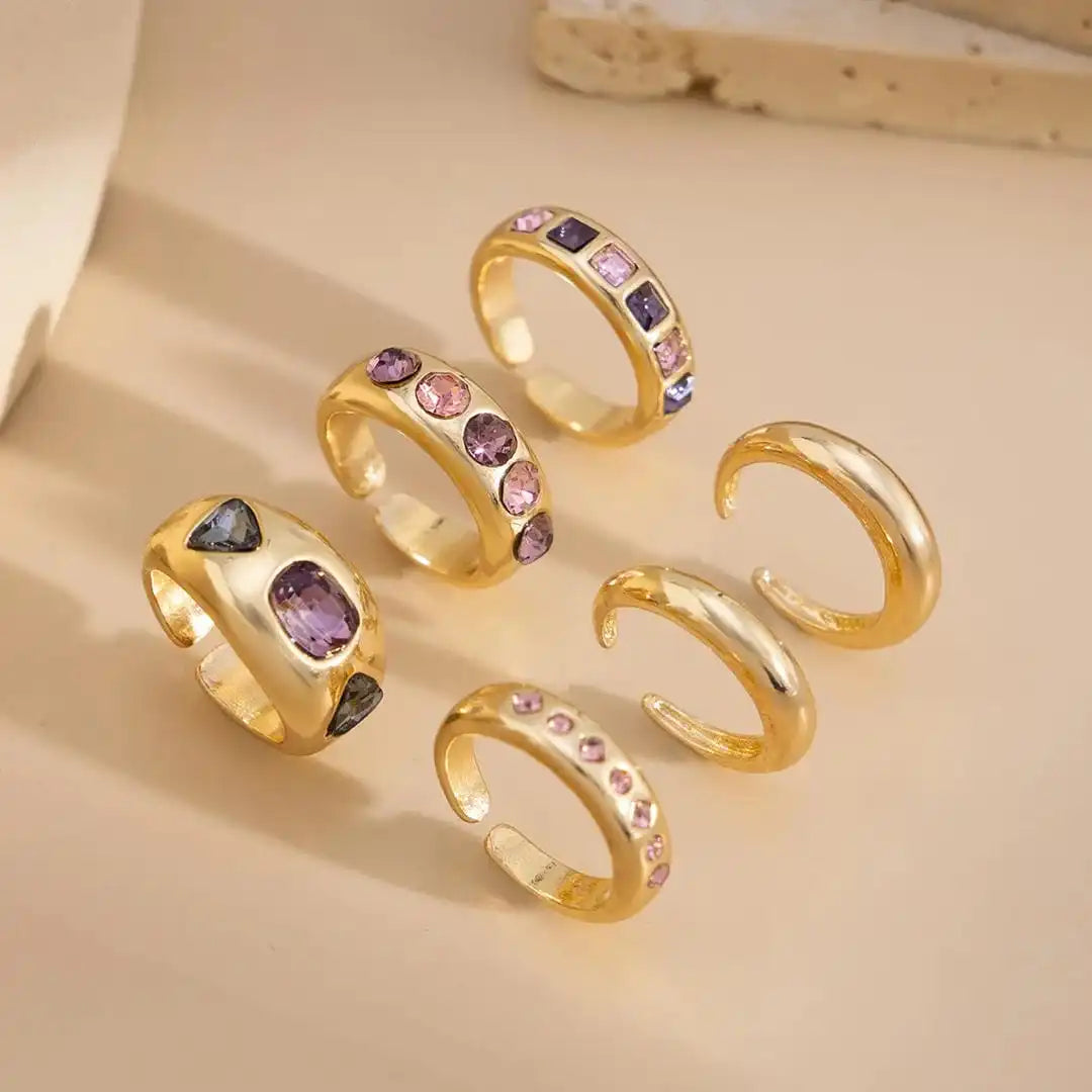Anillos apilables de cristal rosa XL – imagen 3