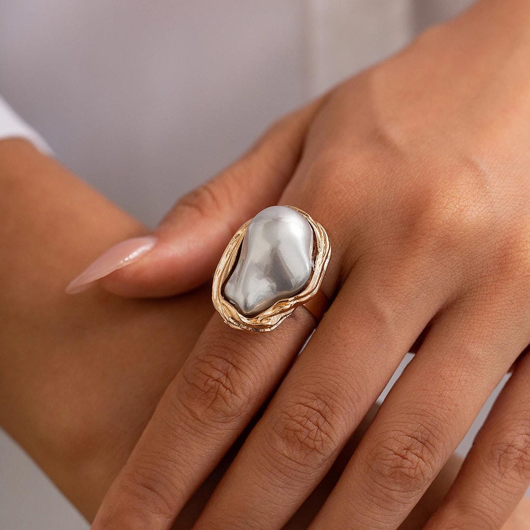 Anillos de cóctel con perla barroca gruesa – imagen 10
