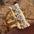 Anillo multibanda dorado refinado con cristales – imagen 2