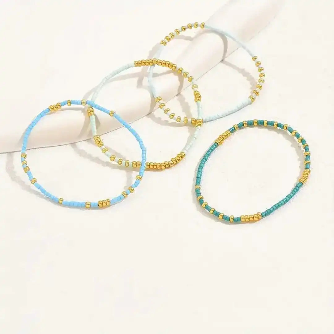 Set de pulseras bohemias chic de turquesa con cuentas – imagen 2