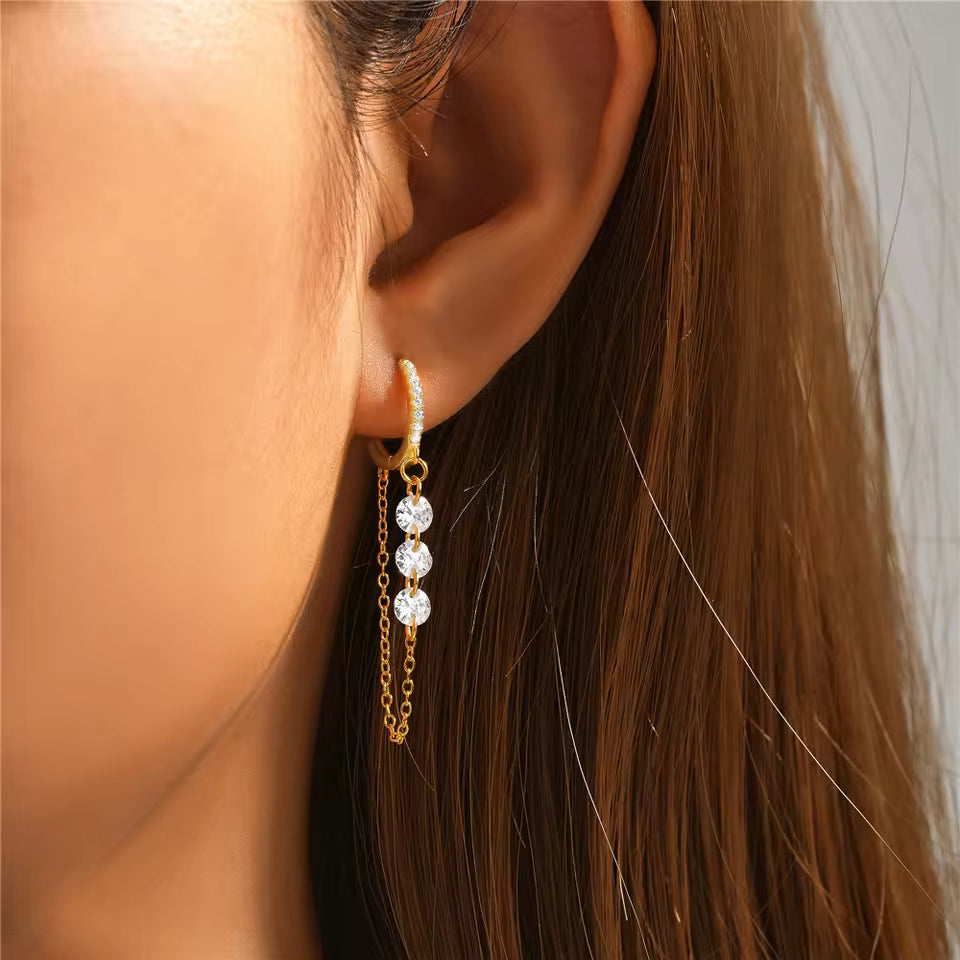 Pendientes aros de cadena con cristales – imagen 2