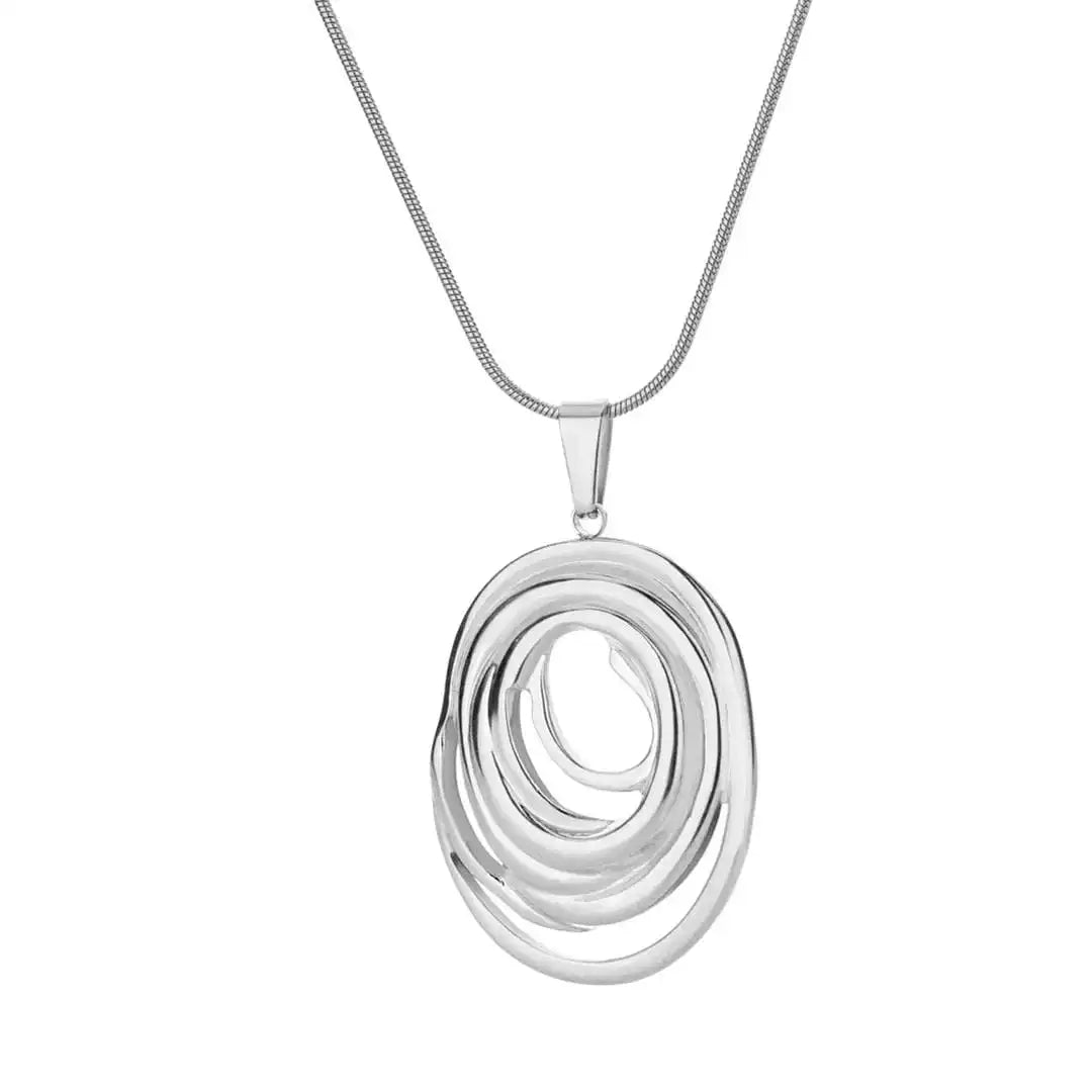 Collar geométrico oval hueco en oro y plata – imagen 5