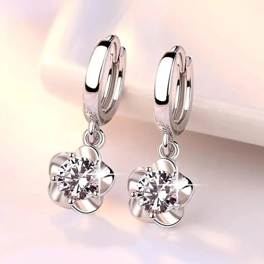 Pendientes de plata de ley con circonita morada y blanca – imagen 2