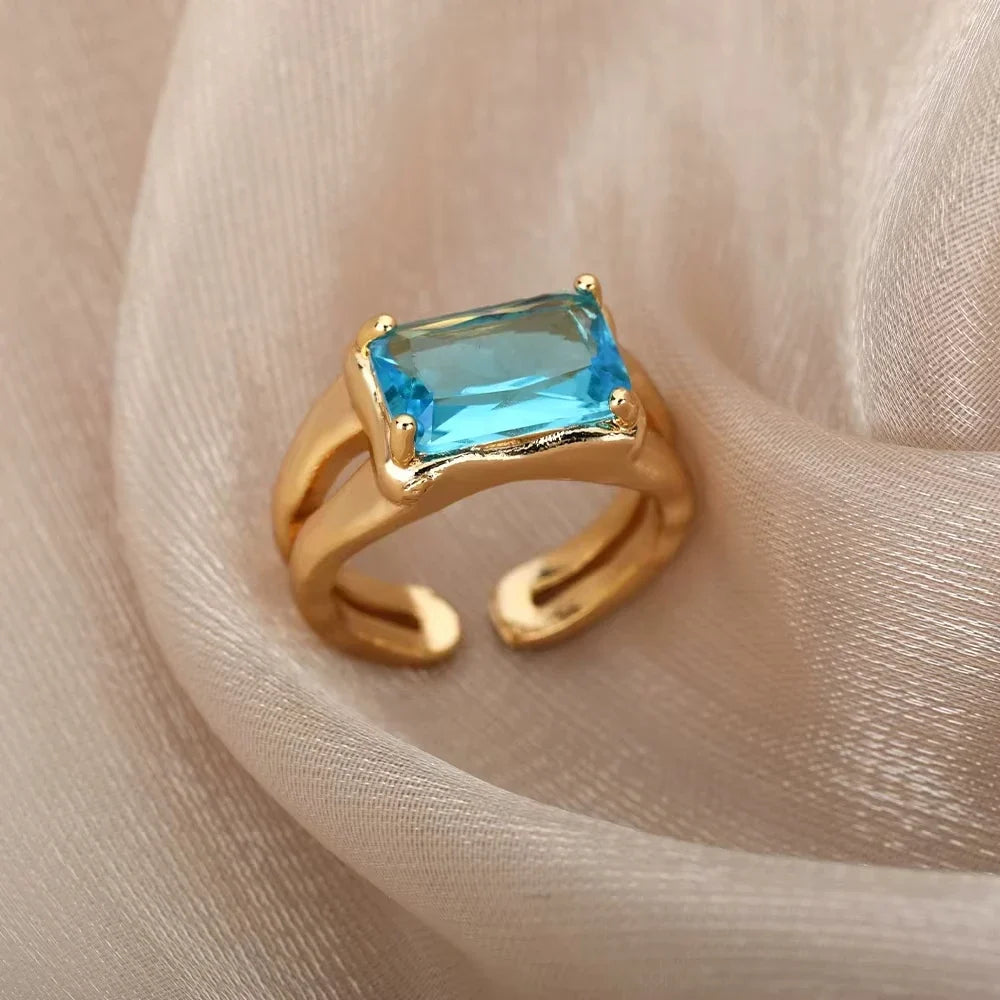 Anillo azur con piedra cuadrada