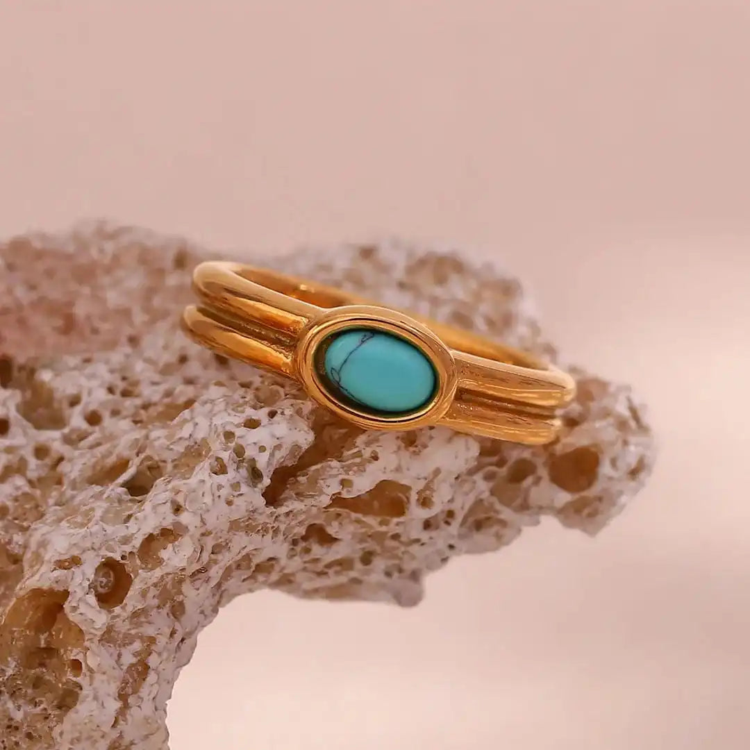 Anillo vintage de oro con piedra natural – imagen 2