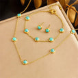 Set bohemio de collar, pendientes y pulsera en plata con turquesa