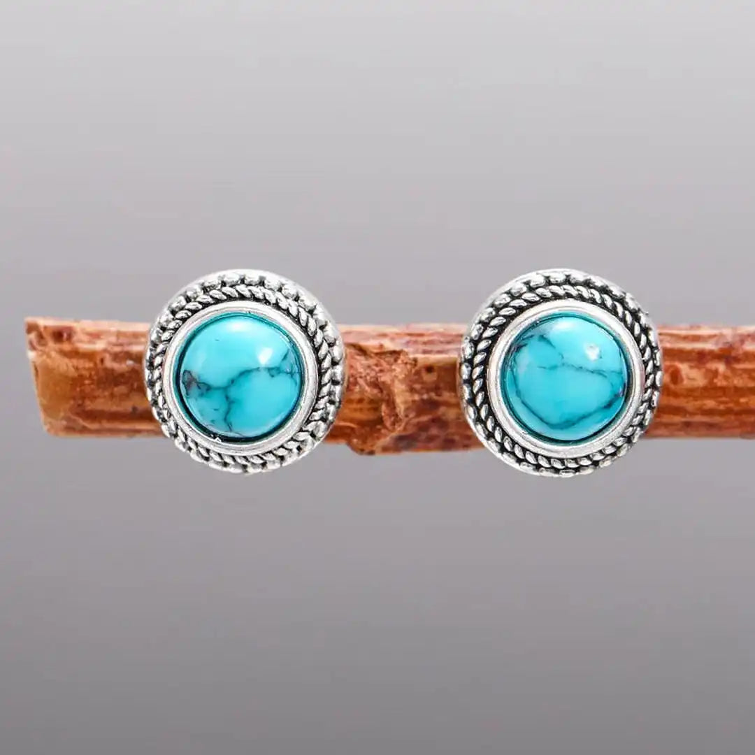 Pendientes bohemios vintage de turquesa de imitación – imagen 2