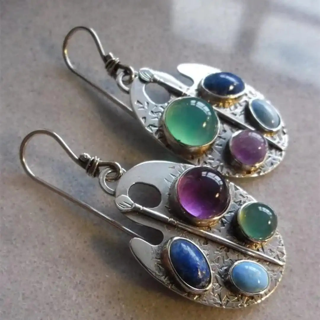 Pendientes colgantes de gemas Paleta de artista – imagen 2