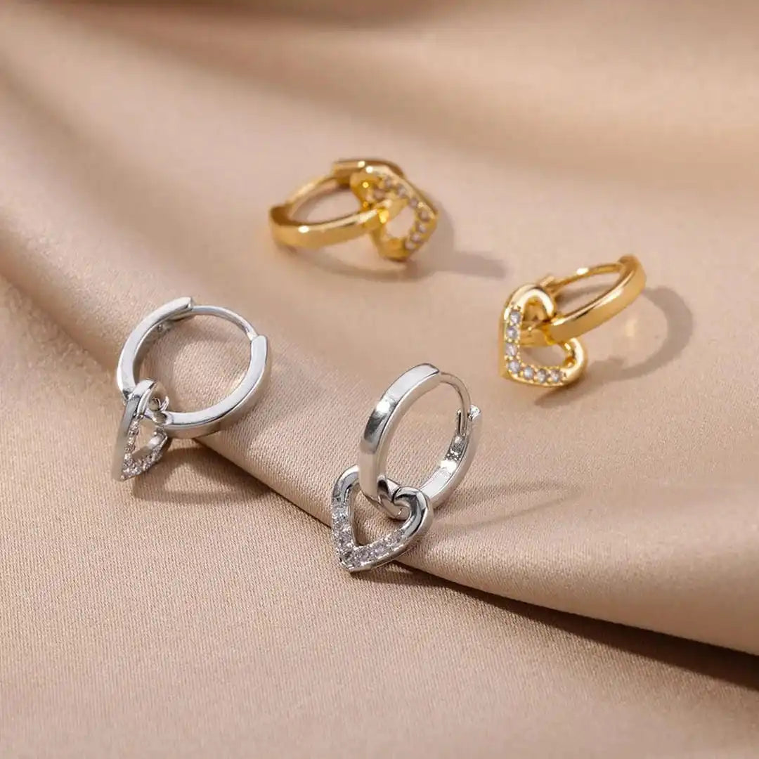 Pendientes de corazón calado con circonita – imagen 2