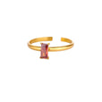 Anillo dorado delicado ajustable con gema de colores – imagen 13