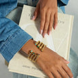 Pulsera vintage de oro ajustable con piedra – imagen 3