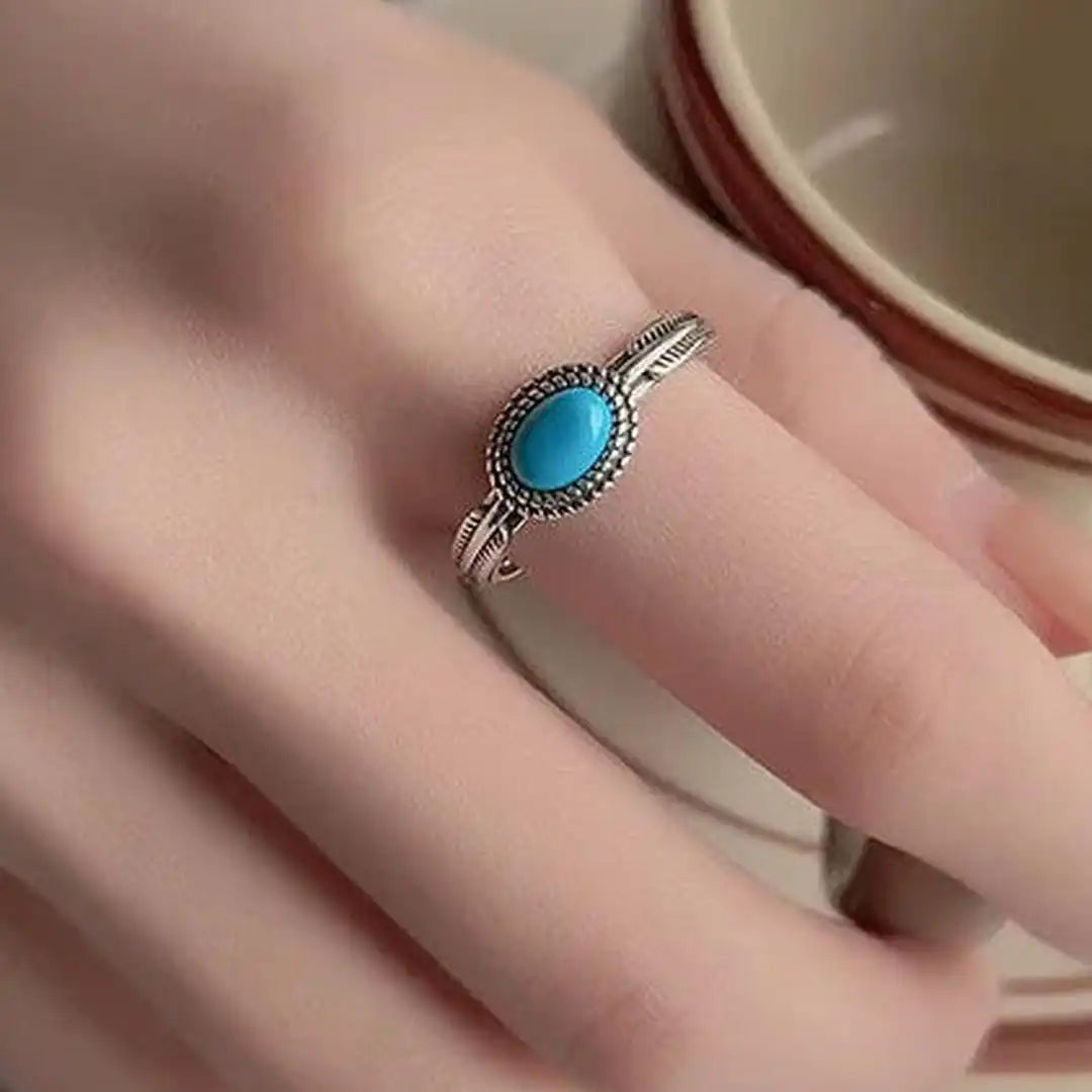 Anillo ajustable de plata con turquesa Feather – imagen 2