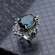 Anillo vintage de plata con circonita azul ovalada – imagen 4
