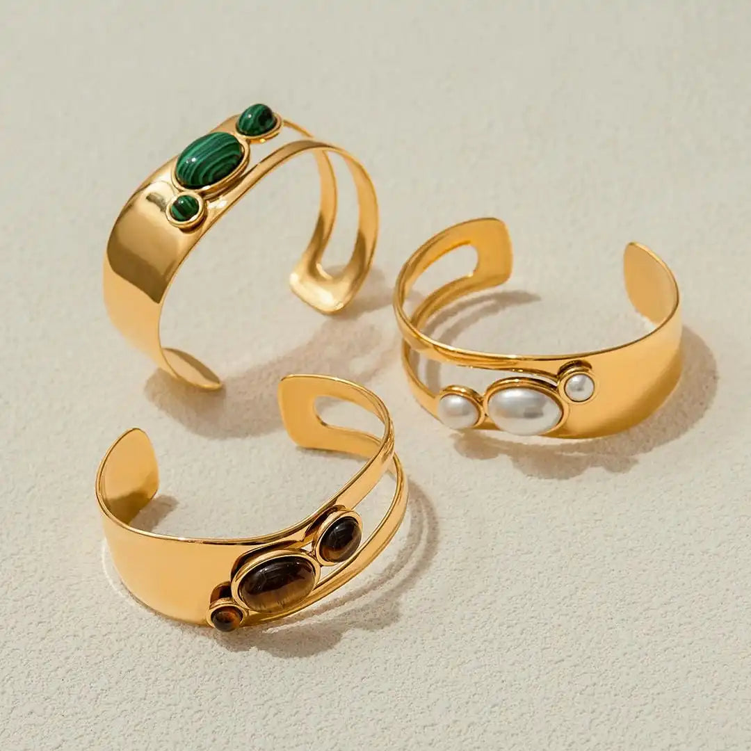 Pulsera vintage de ojo de tigre dorado – imagen 2
