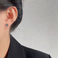 Pendientes vintage de plata con piedra de luna rosa – imagen 3