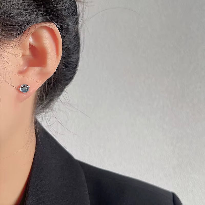 Pendientes vintage de plata con piedra de luna rosa – imagen 3
