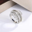 Anillo ajustable de circonita plateada