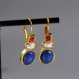 Pendientes largos de lapislázuli con baño de oro