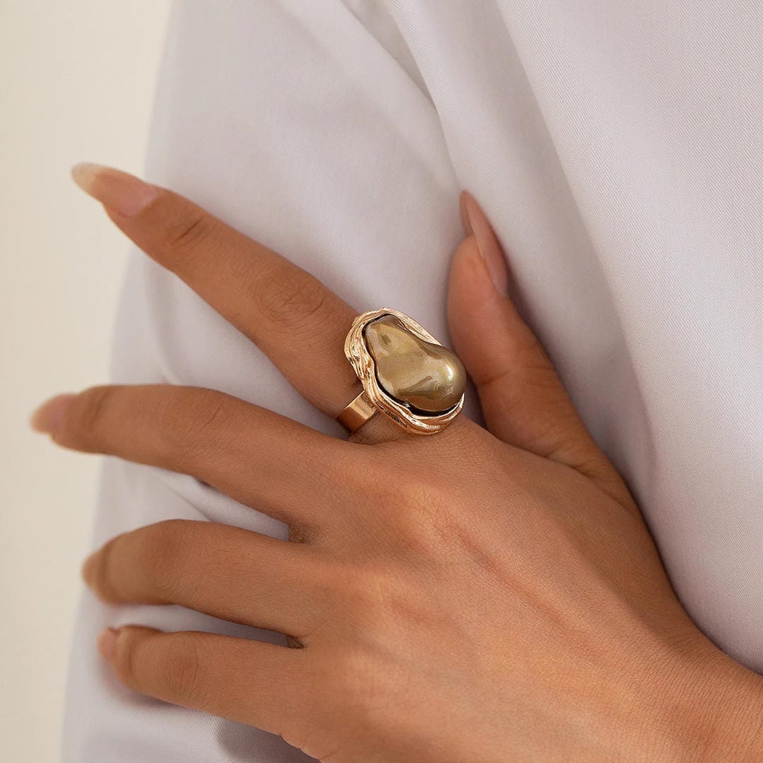 Anillos de cóctel con perla barroca gruesa – imagen 6
