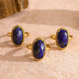 Anillo dorado ajustable con piedra Lapis Azul – imagen 3
