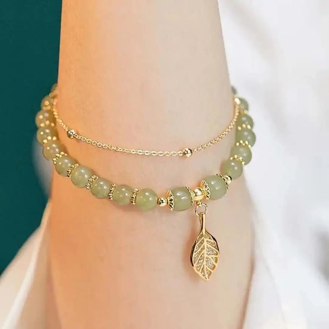 Exquisita pulsera de oro con jade verde – imagen 2