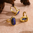 Anillo dorado ajustable con piedra Lapis Azul – imagen 2