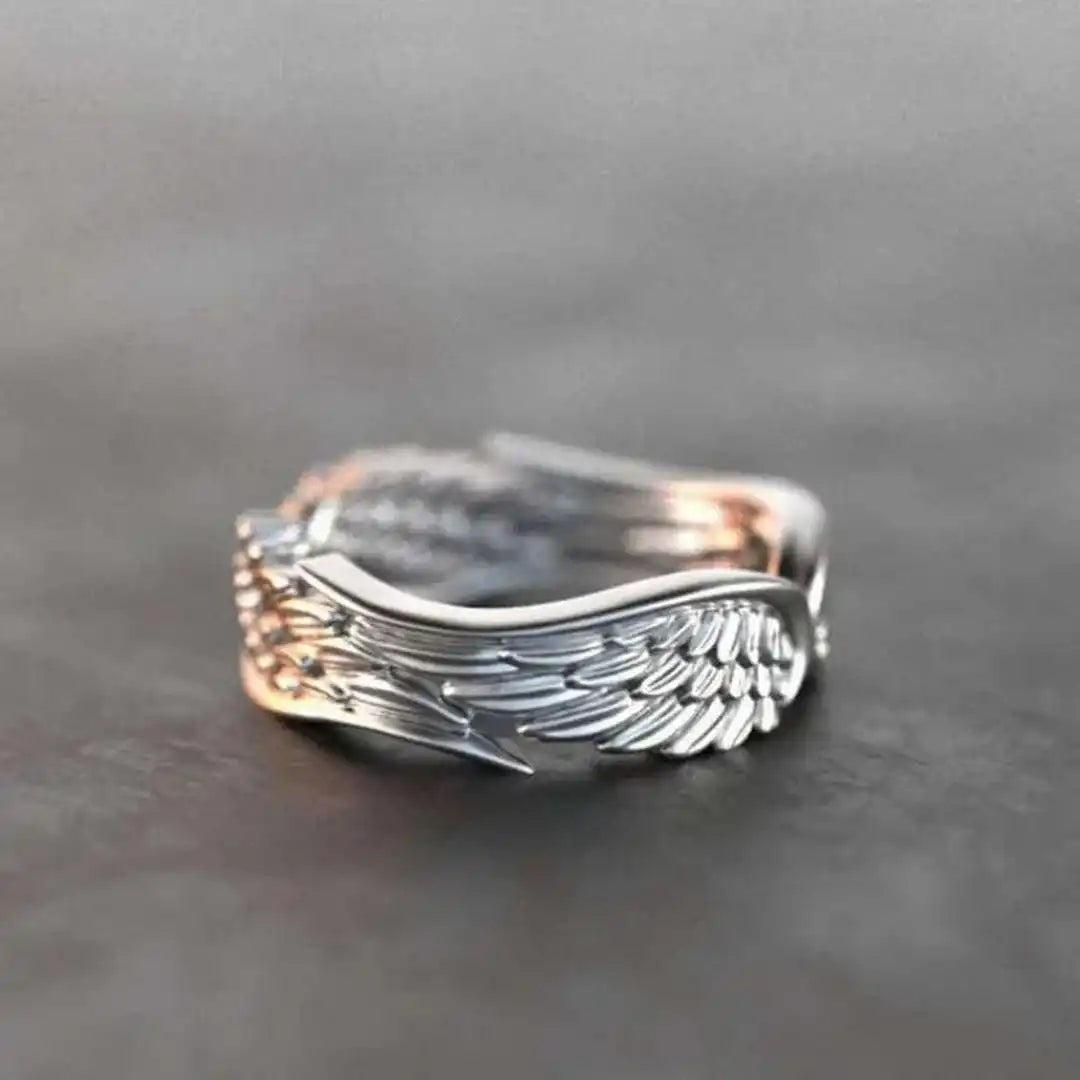 Anillo ajustable de plata con alas de ángel – imagen 4