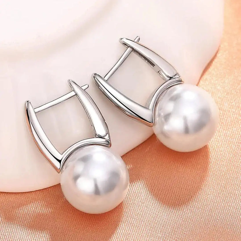 Pendientes vintage de perla dorada