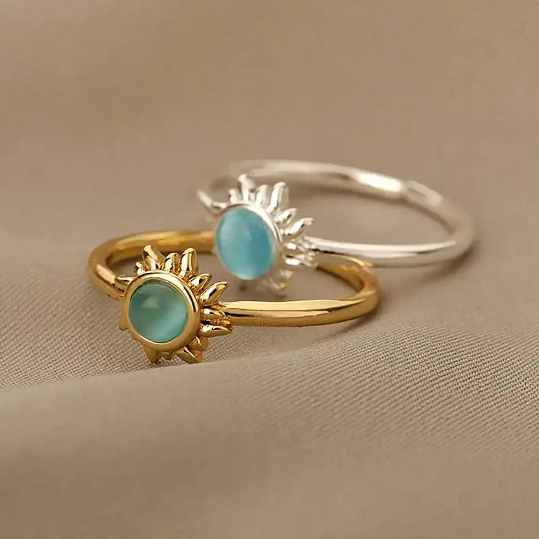 Anillos de ópalo con sol en oro y plata – imagen 2