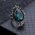 Anillo vintage de plata con circonita azul ovalada