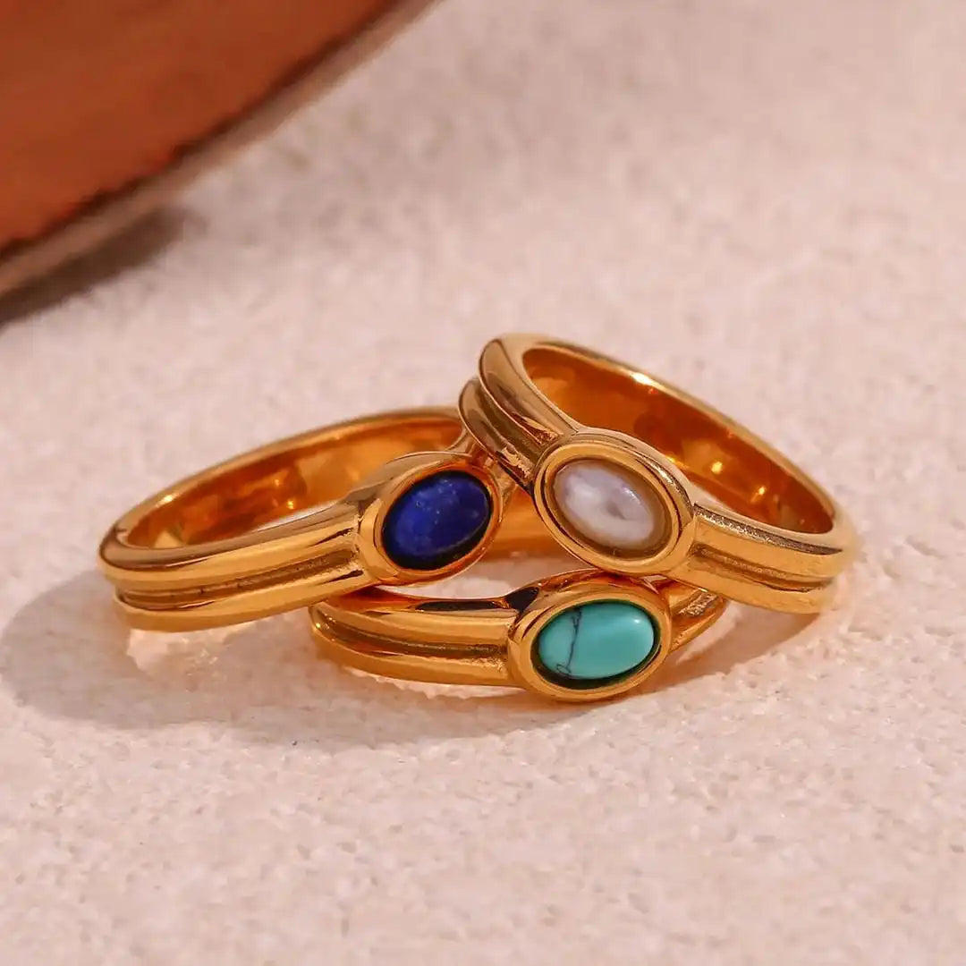 Anillo vintage de oro con piedra natural – imagen 3