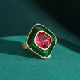 Anillo de cóctel cuadrado dúo de cristal – imagen 2