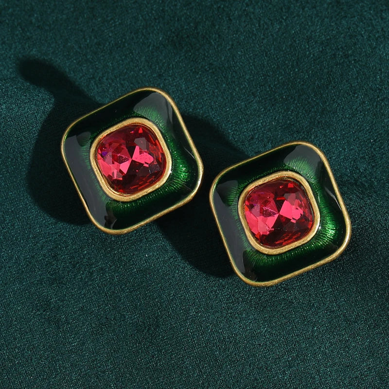 Pendientes de cristal cuadrados Duo – imagen 2