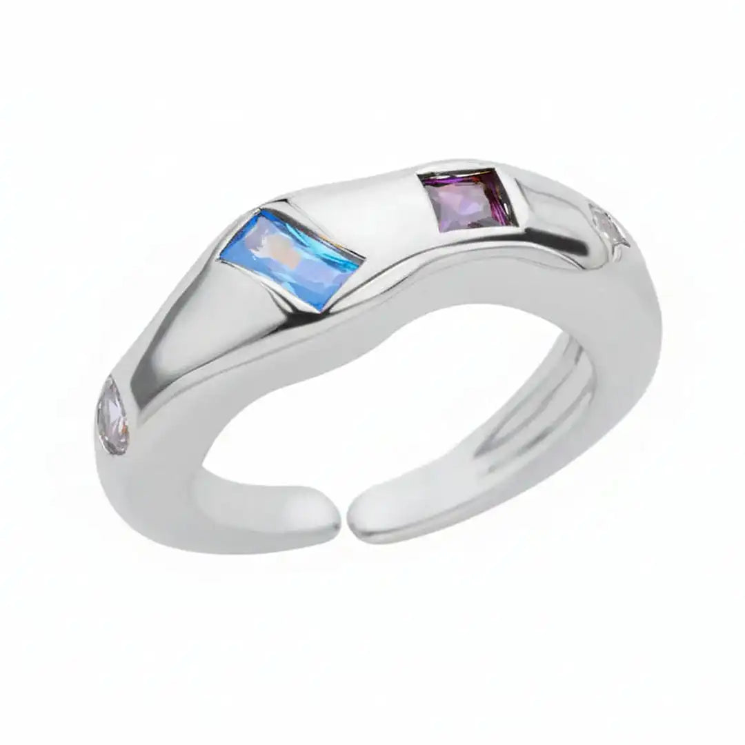 Anillos cósmicos de piedras preciosas con aro grueso – imagen 7