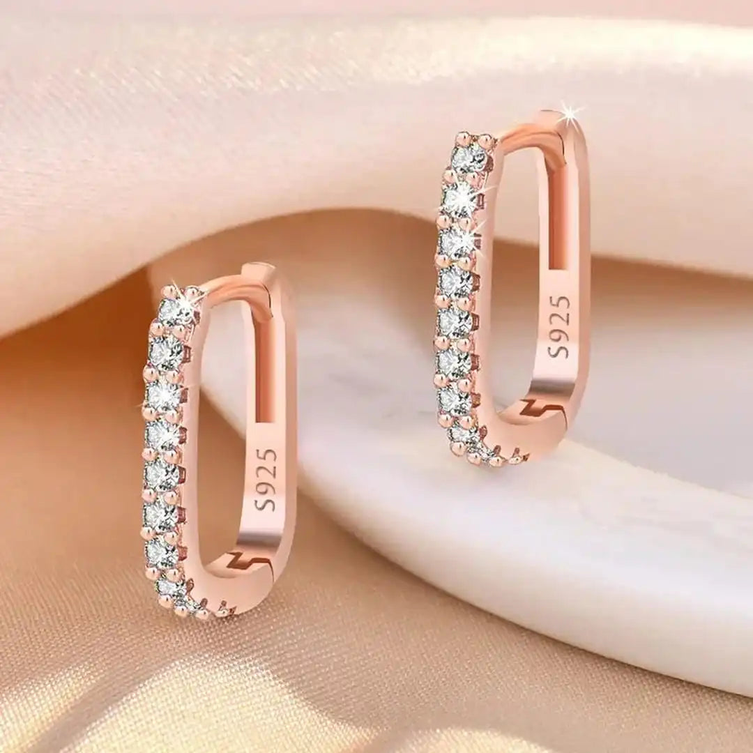 Pendientes aro con cristales de circonita brillantes – imagen 2