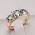 Anillo vintage de oro rosa con circonita azul