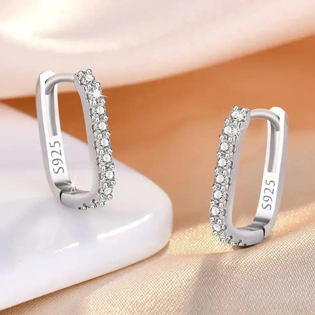 Pendientes aro con cristales de circonita brillantes