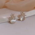 Pendientes florales de ópalo con perla colgante