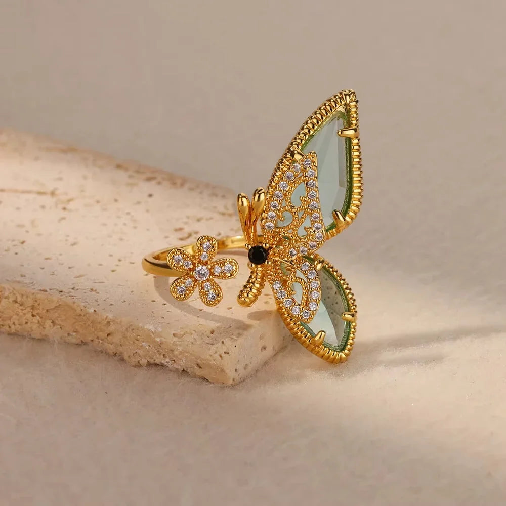 Anillo dorado Mariposa Aura