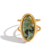 Anillo doble ajustable de jaspe verde – imagen 5