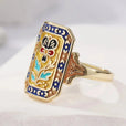 Anillo floral vintage de esmalte llamativo – imagen 3