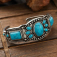 Brazalete rígido vintage bohemio de turquesa – imagen 2