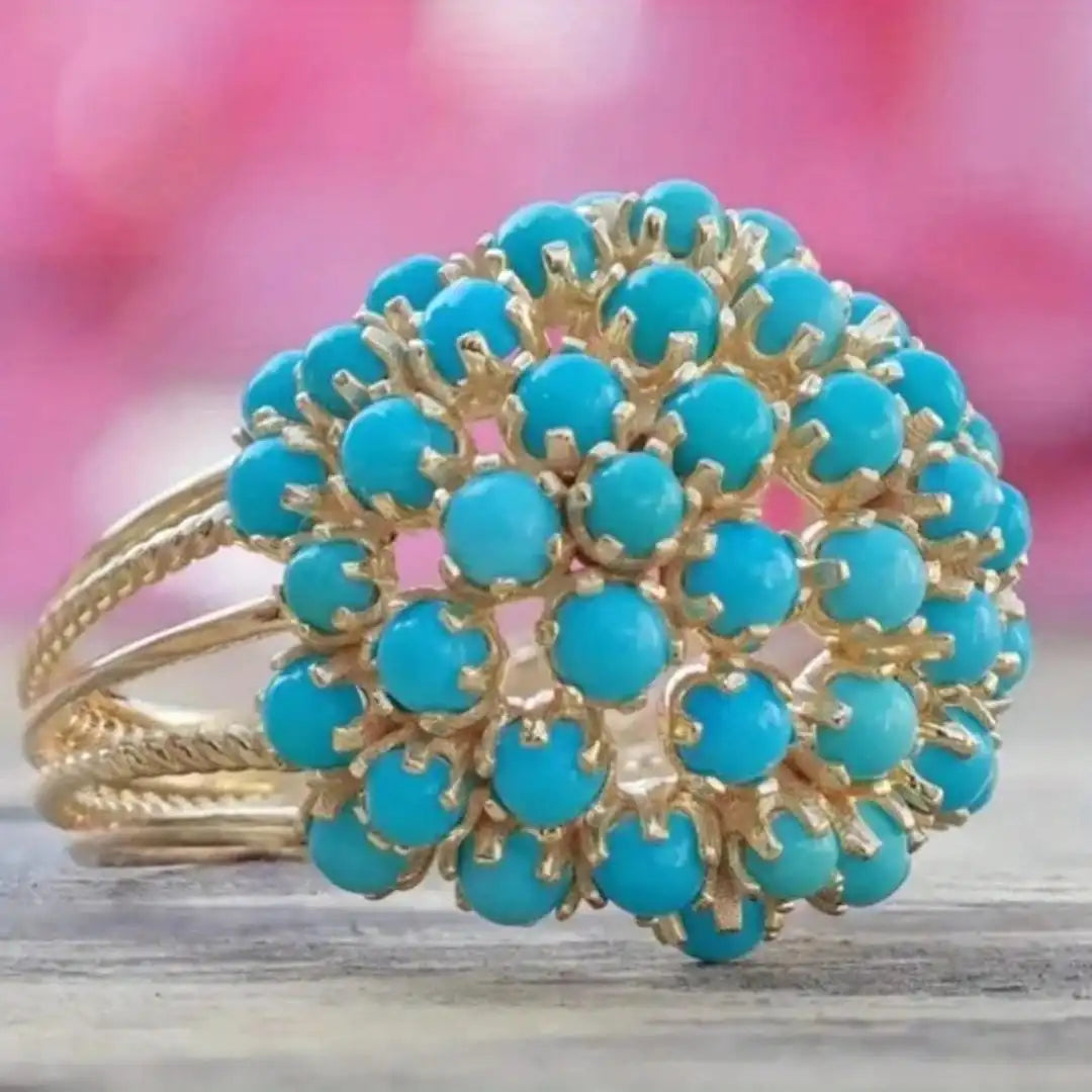 Anillo bohemio multicapa con cuentas de piedra turquesa – imagen 2